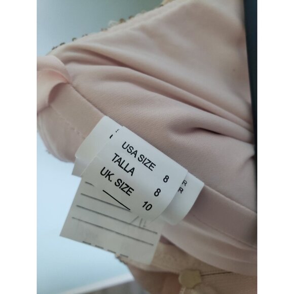 Kennedy Blue Women 8 Bridesmaid Dress Gold Sparkly All Over Sequins 28368 NWT - Picture 6 of 7